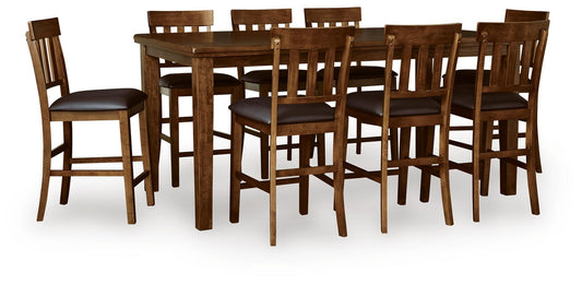 Ralene Counter Height Dining Table and 8 Barstools