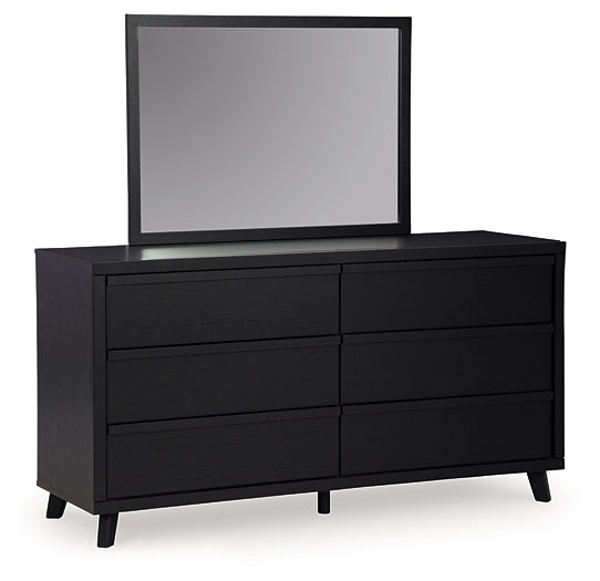 Danziar King Panel Headboard with Mirrored Dresser and Chest