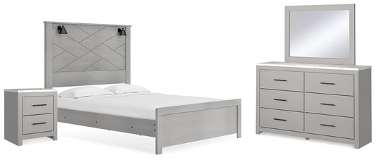 Cottonburg Queen Panel Bed with Mirrored Dresser and Nightstand
