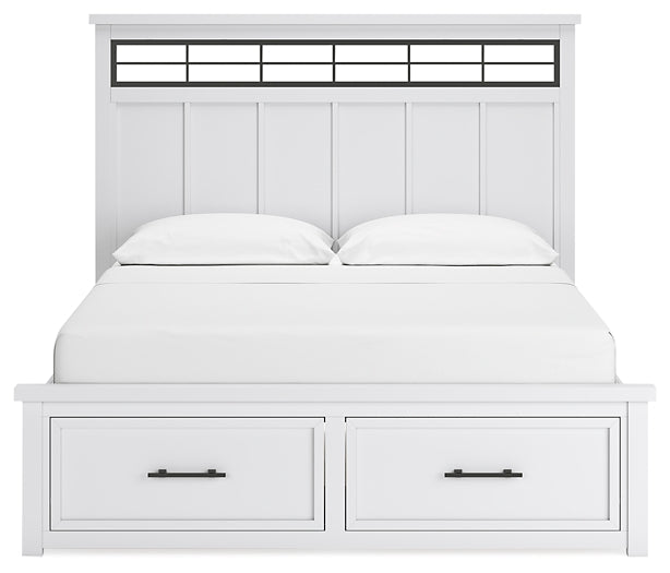 Ashbryn California King Panel Storage Bed with Mirrored Dresser