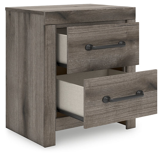 Graystorm Twin Panel Bed with Storage with Mirrored Dresser and Nightstand