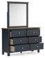 Landocken Twin Panel Headboard with Mirrored Dresser, Chest and Nightstand