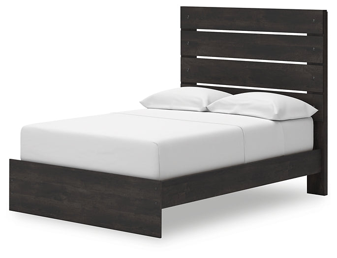 Hollivern Full Panel Bed with Storage with Mirrored Dresser