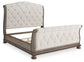 Ardenfield King Upholstered Sleigh Bed with Mirrored Dresser
