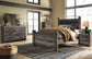 Wynnlow Queen Upholstered Poster Bed, Dresser and Mirror