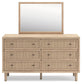 Cielden Queen Panel Bed with Mirrored Dresser and Nightstand