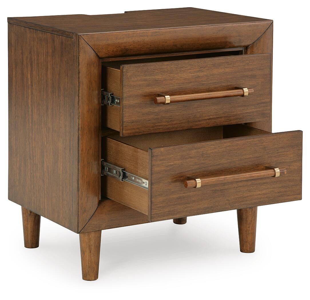 Lyncott Queen Upholstered Panel Bed, Dresser, Mirror, Chest and Nightstand