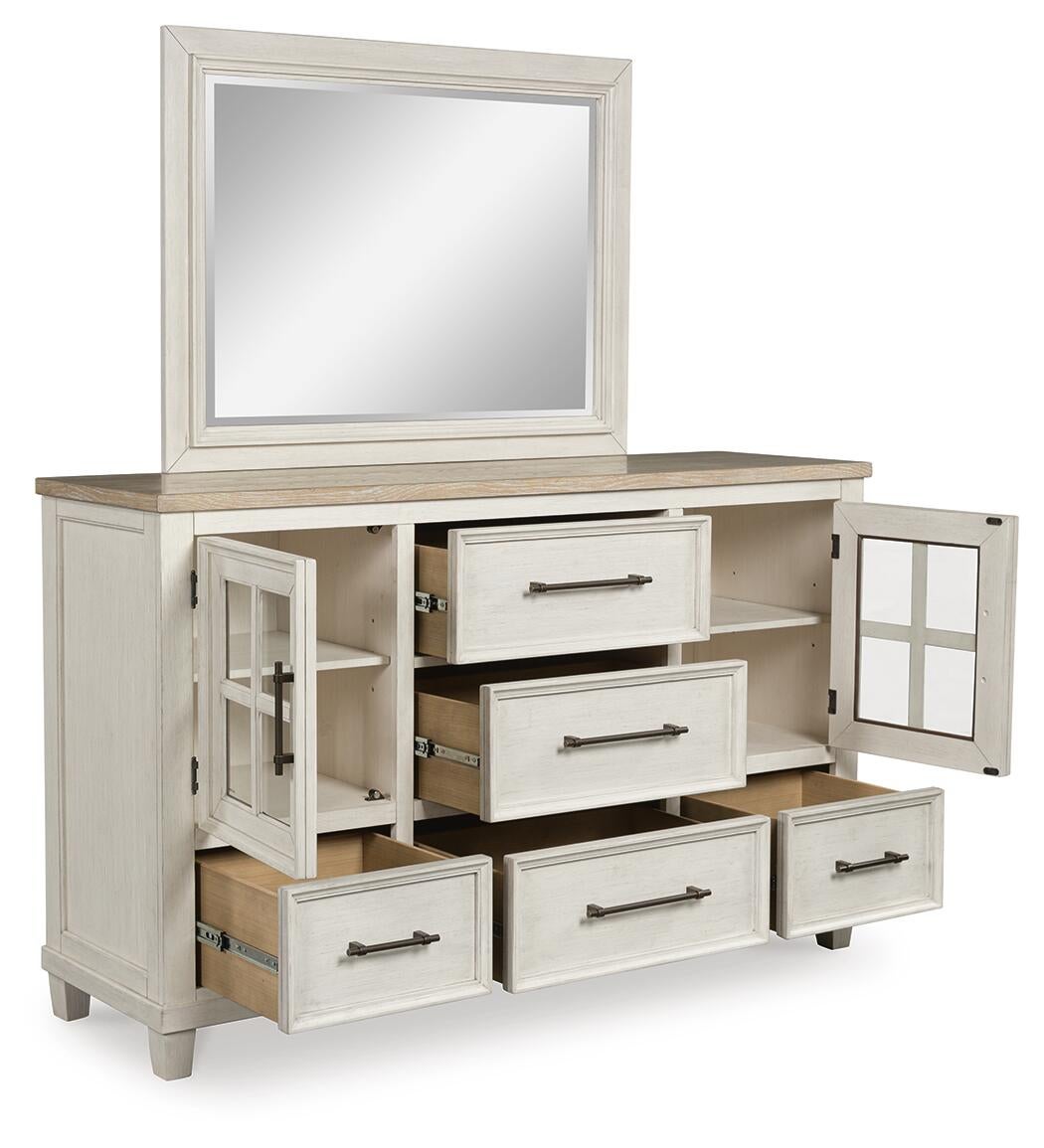 Shaybrock California King Panel Bed, Dresser, Mirror and Nightstand