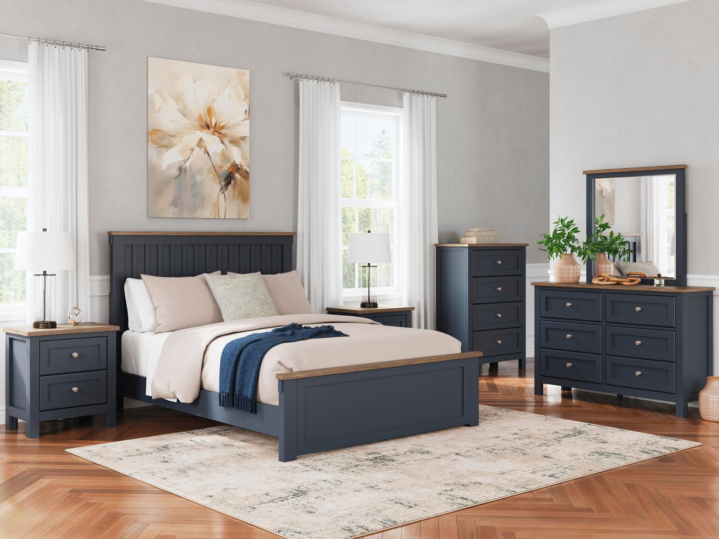 Landocken Queen Panel Bed, Dresser, Mirror, Chest and Nightstand