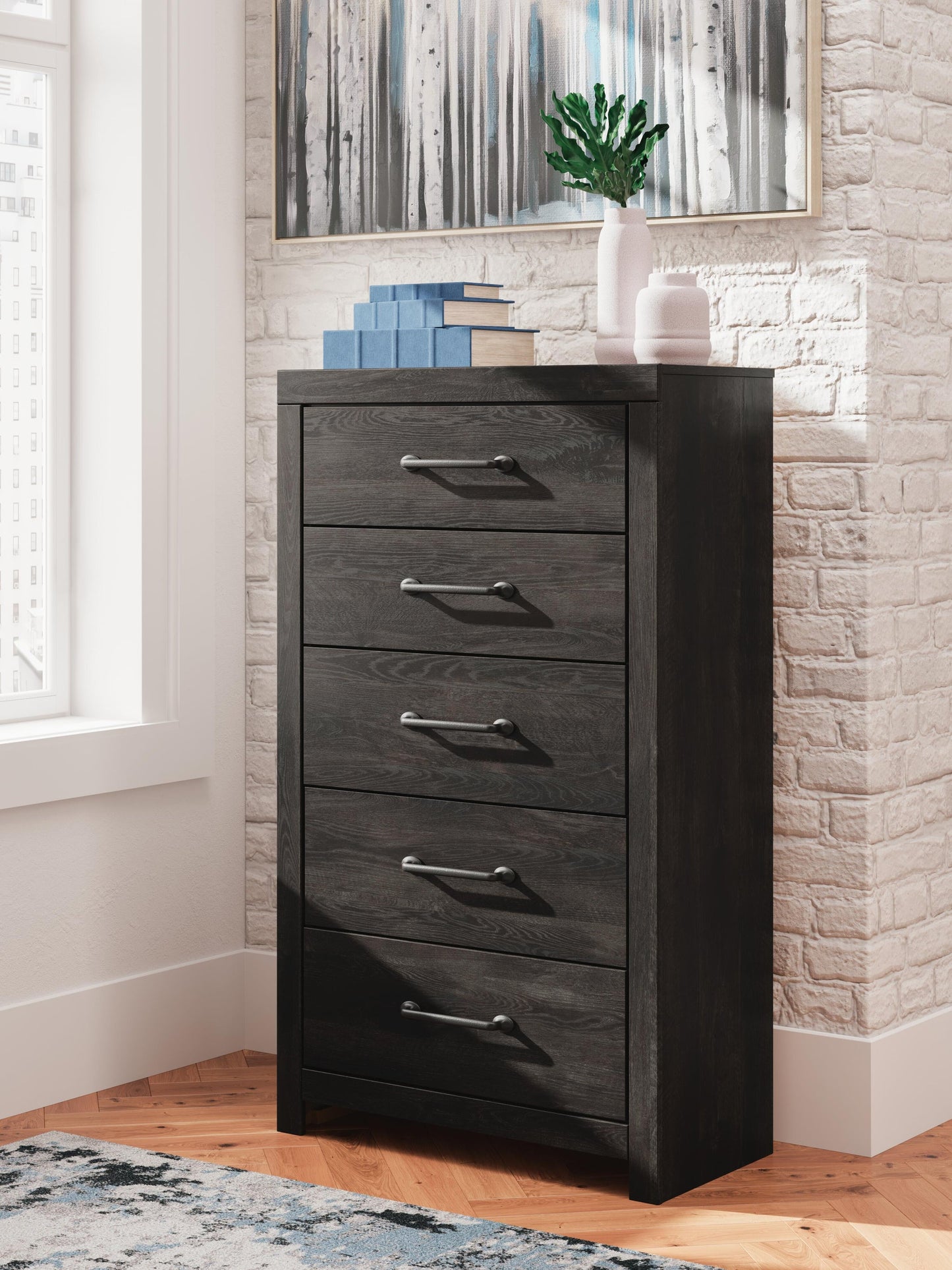 Hollivern Twin Panel Bed, Dresser, Mirror, Chest and Nightstand