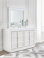 Chalanna California King Upholstered Storage Bed, Dresser, Mirror, Chest and Nightstand