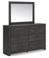 Hollivern Twin Panel Bed with Storage, Dresser, Mirror and Nightstand