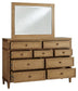 Sharlance California King Upholstered Panel Bed, Dresser and Mirror