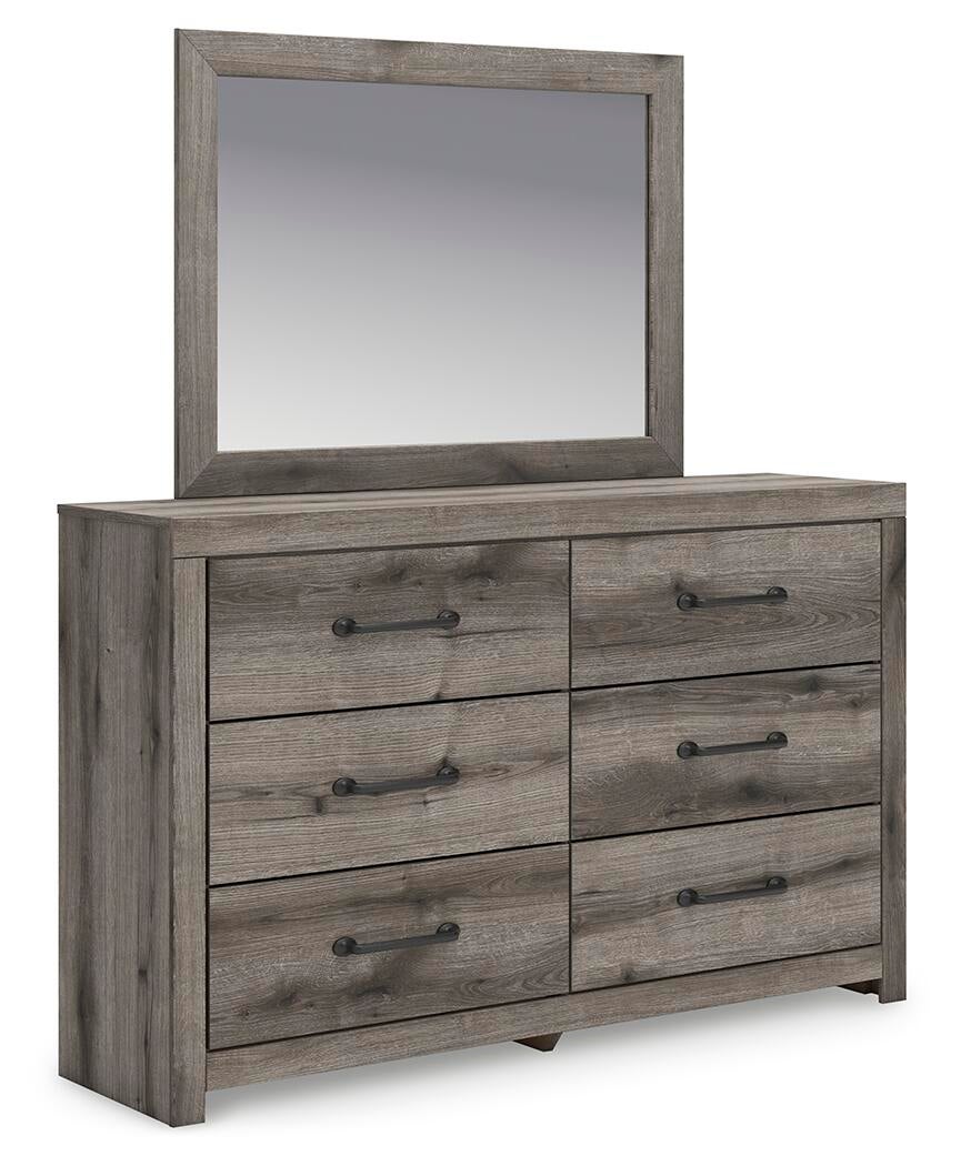Graystorm Twin Panel Bed with Storage, Dresser and Mirror