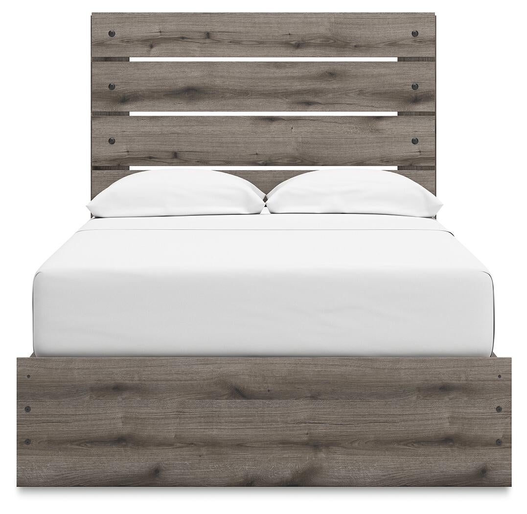 Graystorm Full Panel Bed with Storage, Dresser and Mirror