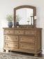 Feddinger Queen Storage Sleigh Bed with Mirrored Dresser