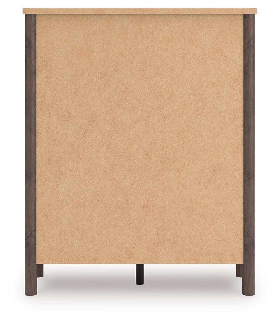 Cadmori King Upholstered Panel Platform Bed, Dresser, Mirror, Chest and Nightstand
