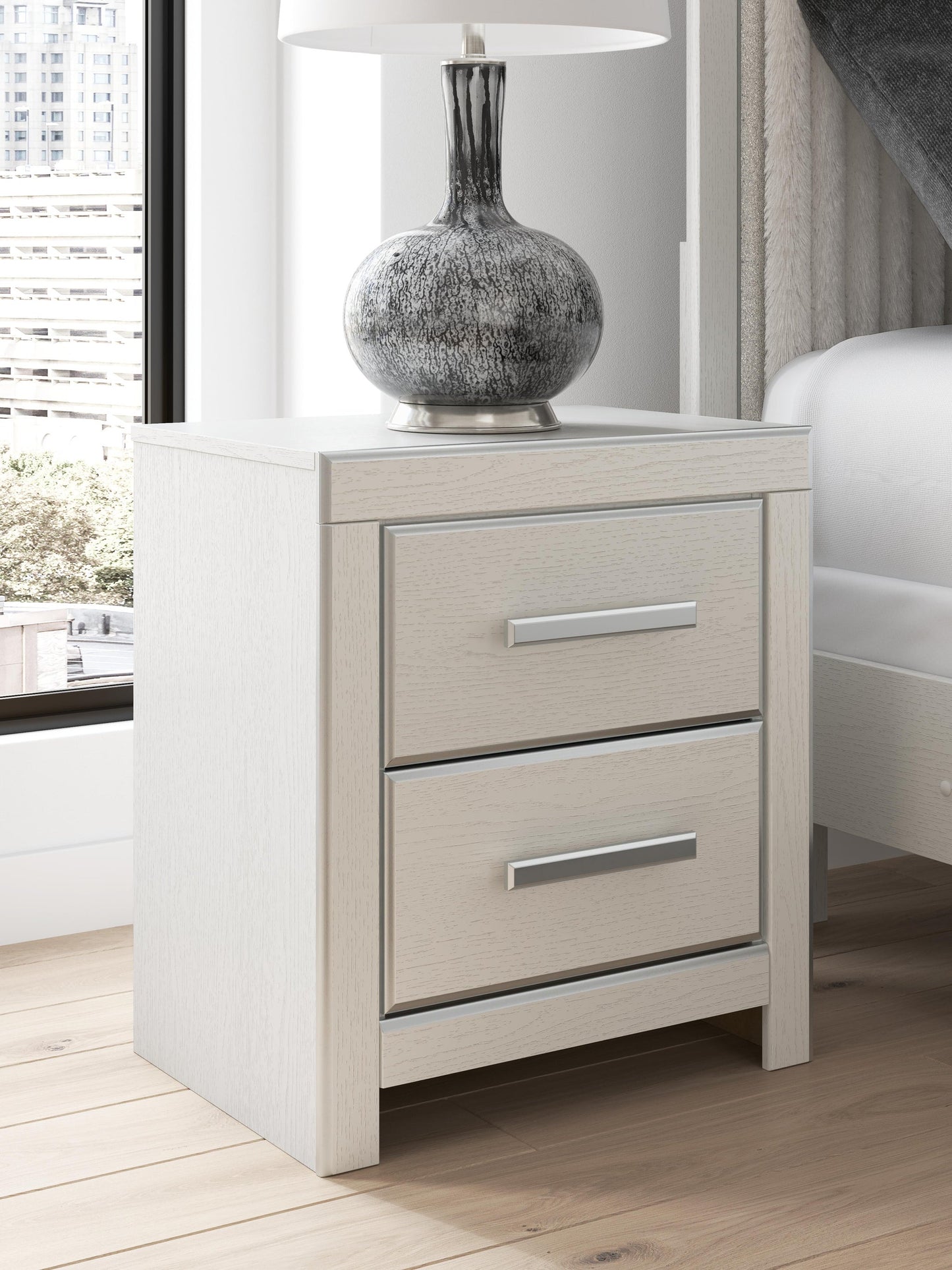 Birmonton King Upholstered Panel Platform Bed, Dresser, Mirror, Chest and Nightstand