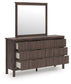 Cadmori Full Upholstered Panel Bed, Dresser, Mirror and Nightstand