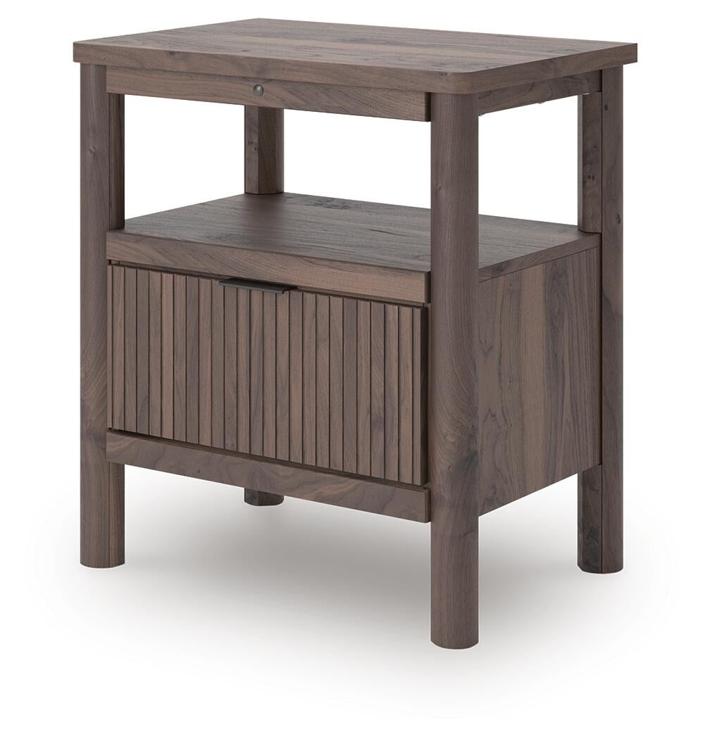 Cadmori Full Upholstered Panel Bed, Dresser, Mirror and Nightstand