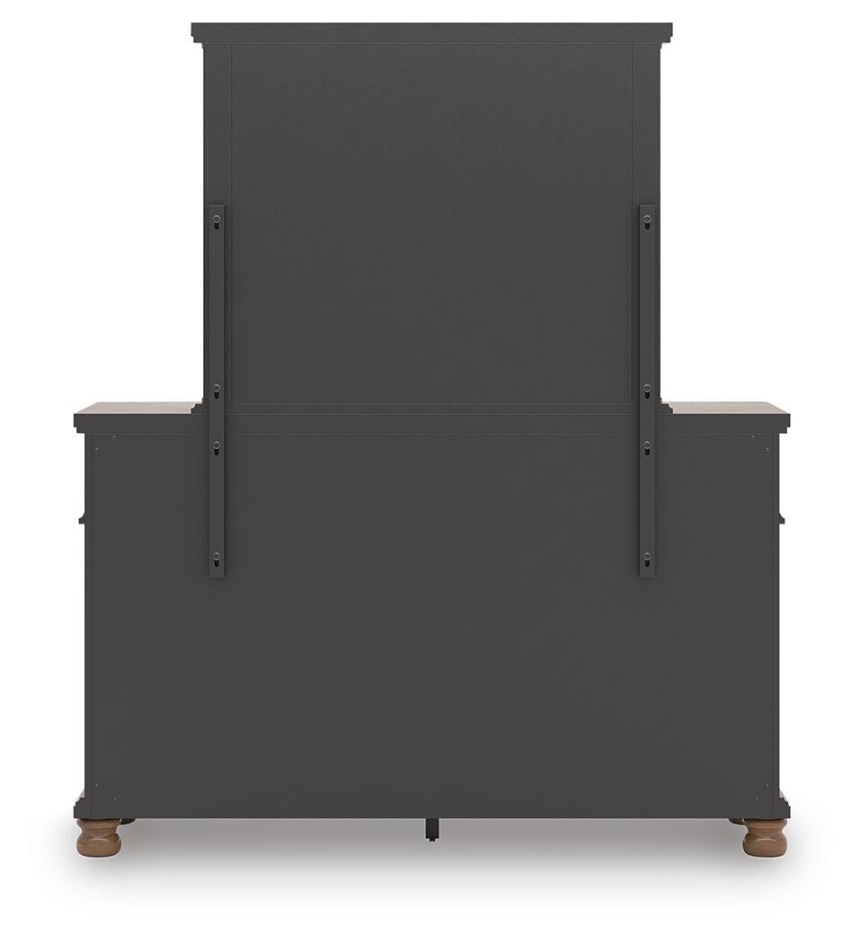 Chadworth King Poster Bed with Mirrored Dresser and Nightstand