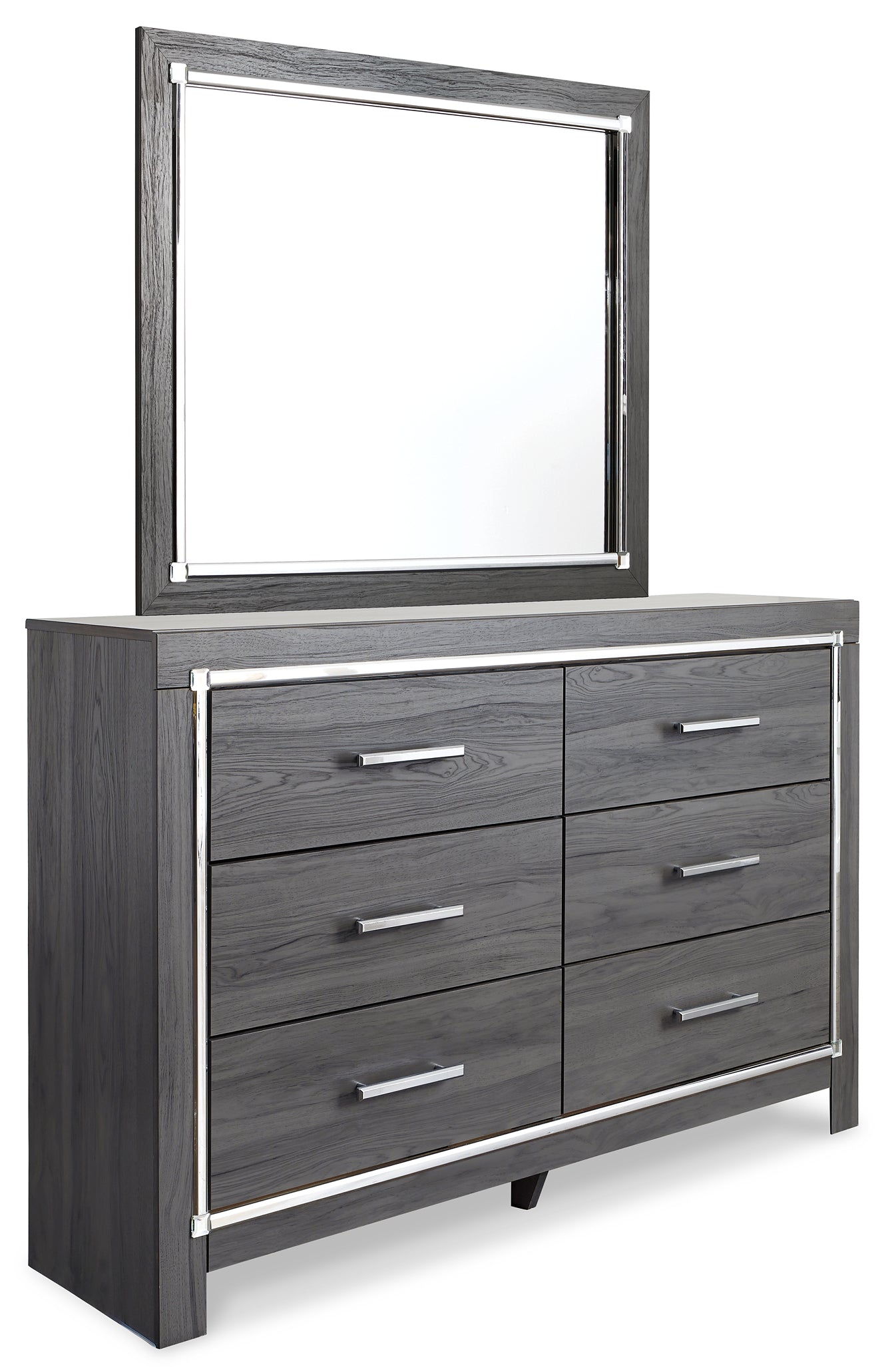 Lodanna King/California King Upholstered Panel Headboard with Mirrored Dresser and Chest