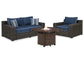 Grasson Lane Outdoor Loveseat and 2 Lounge Chairs with Fire Pit Table