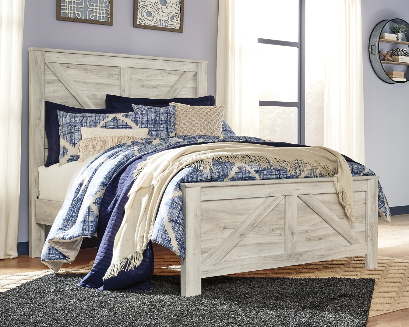 Bellaby Queen Crossbuck Panel Bed with 2 Nightstands