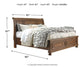 Flynnter Queen Sleigh Bed with 2 Storage Drawers with Mirrored Dresser