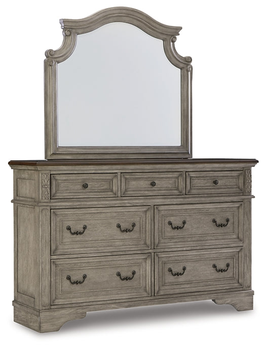 Lodenbay California King Panel Bed with Mirrored Dresser and 2 Nightstands