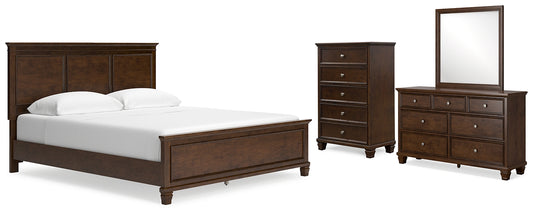 Danabrin California King Panel Bed with Mirrored Dresser and Chest